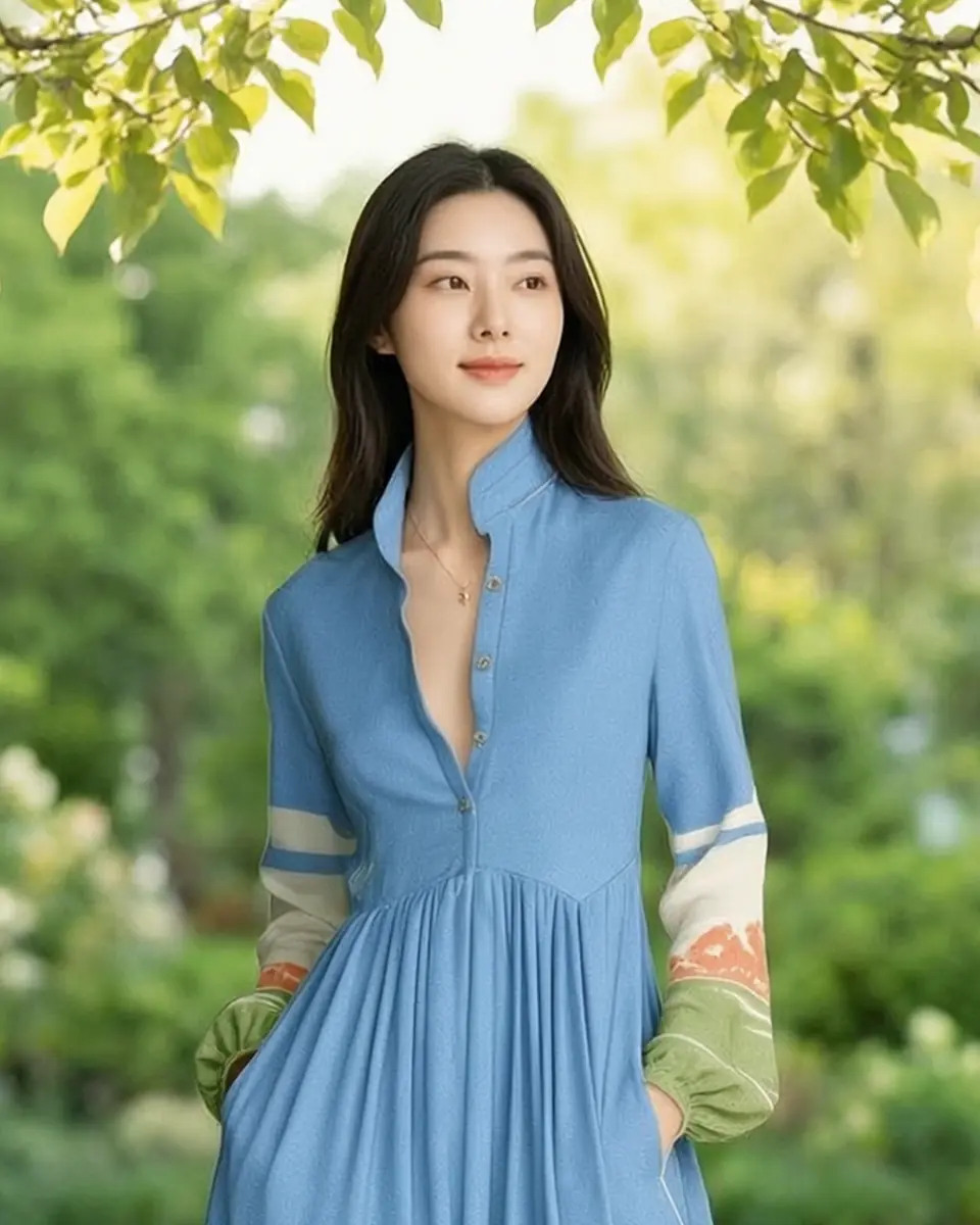 가든 플로럴 카디건 원피스 실루엣