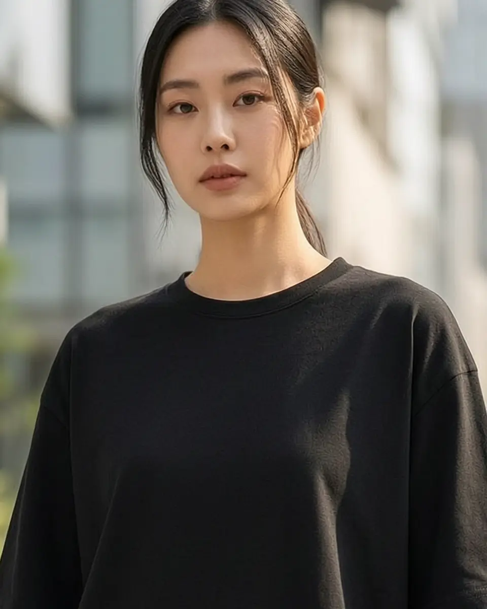 아메리칸 코튼 티셔츠 실루엣