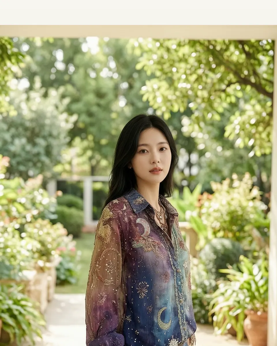 Womens Plus-Size Casual Floral Shirt