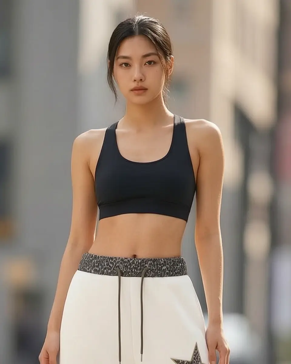 레오파드 패치 스웨트팬츠 실루엣