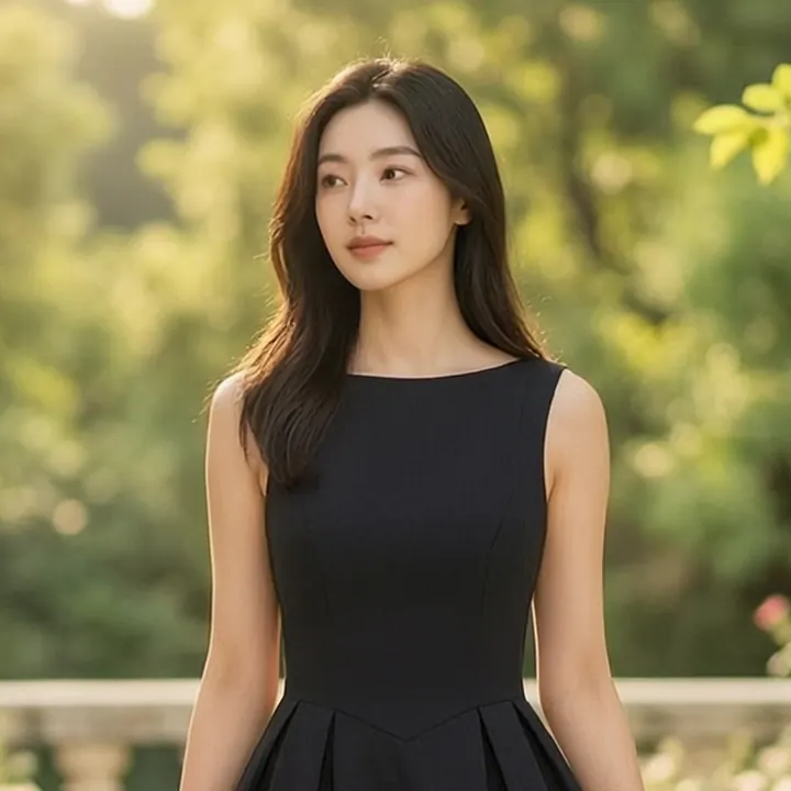 라운드넥 슬링 드레스 디테일