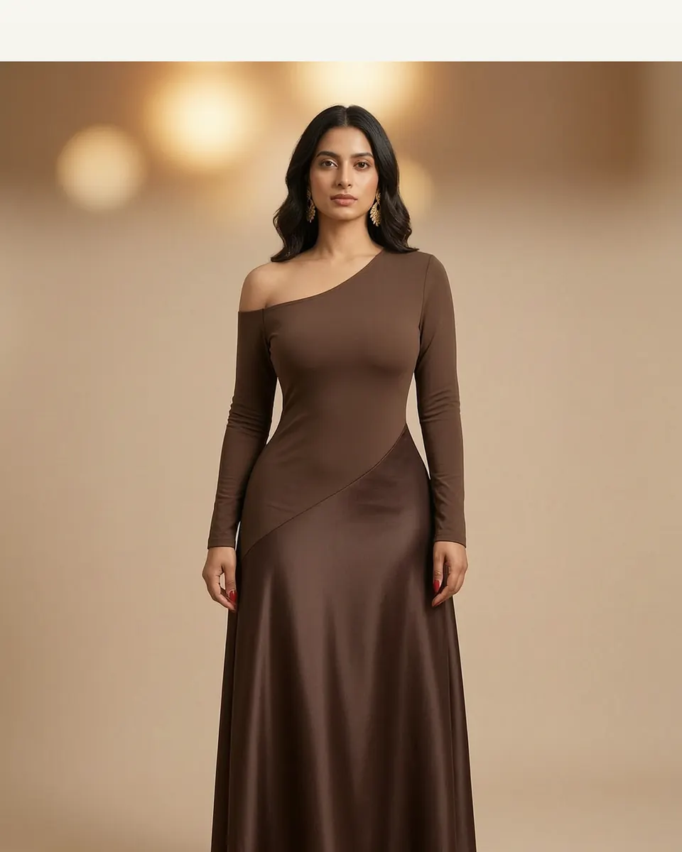Womens Matte Knit-panel Satin Maxi Dress