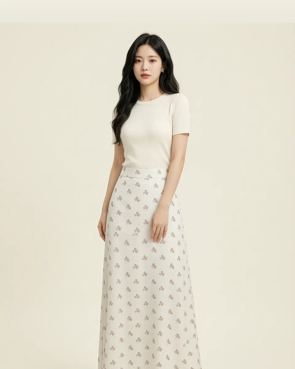 Long Elegant A-line Sheath Skirt With A Wrinkle-resistant Finish