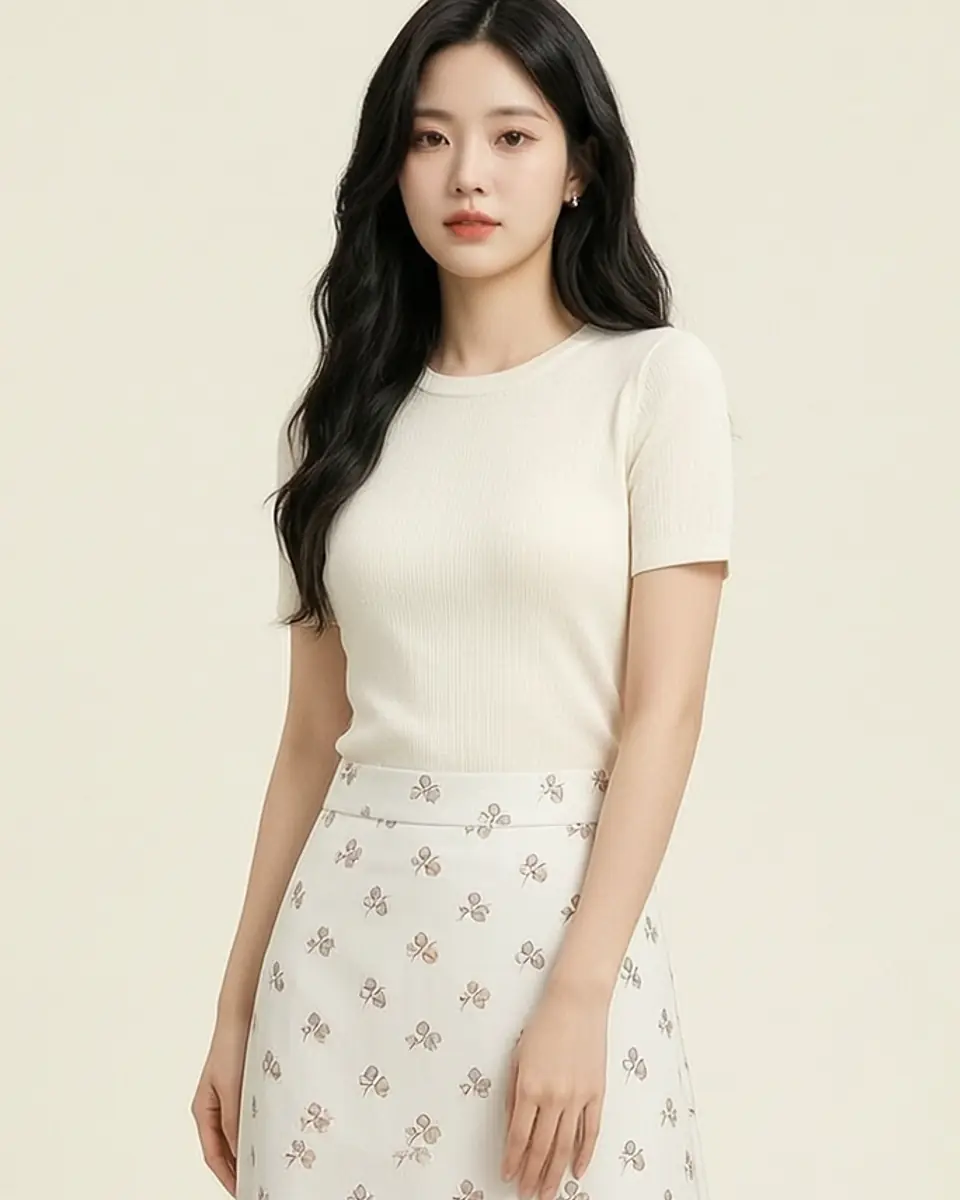 엘레건트 A라인 시스 스커트 실루엣