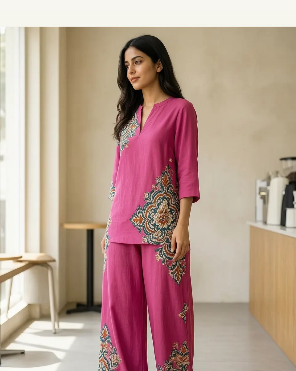 Womens Casual V-neck Three-quarter-sleeve Set With Collar
