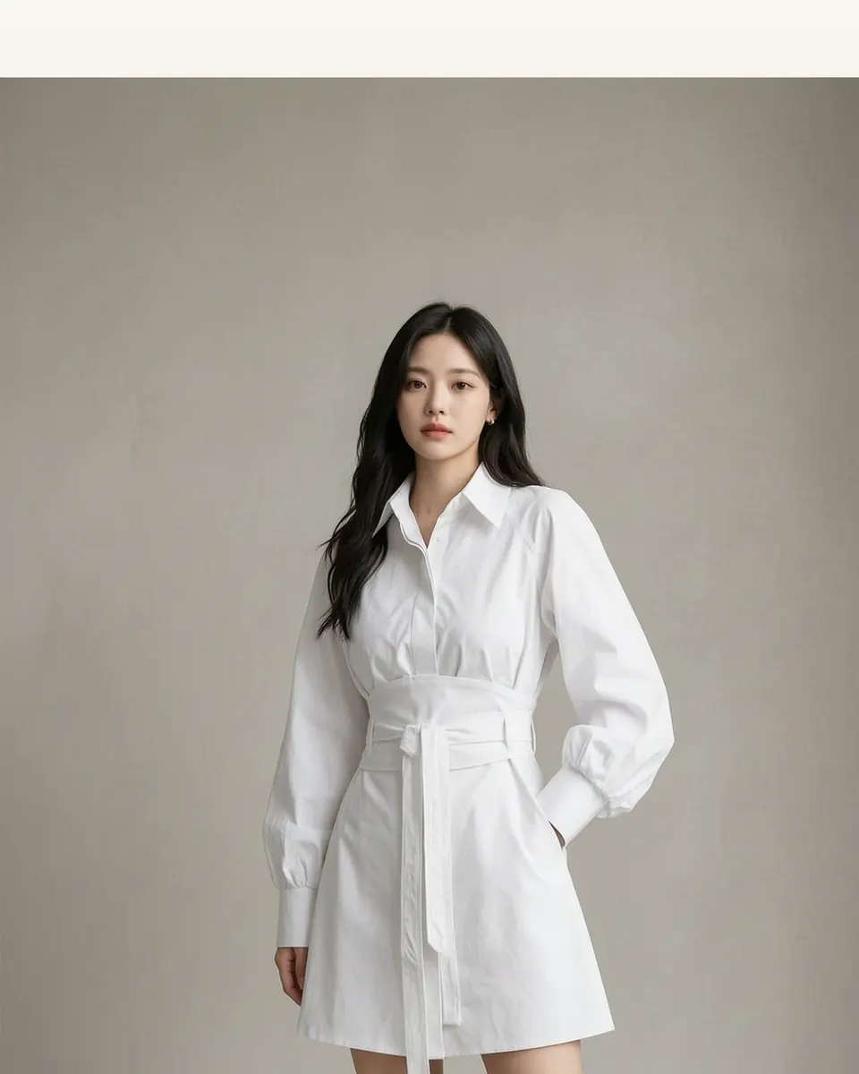 New Stylish, Age-reducing Waist-cinching Blouse With A Lace-up Short Skirt